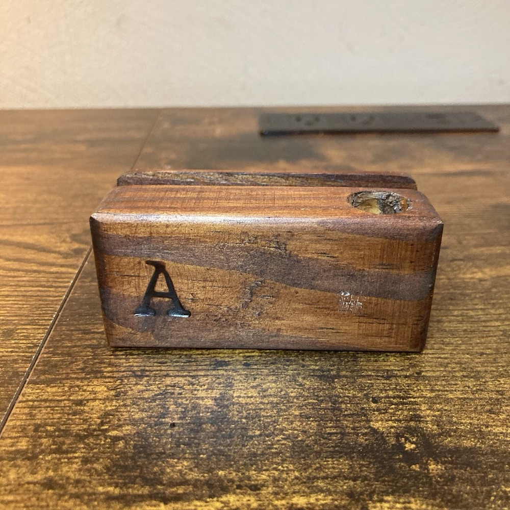 Letter A Monogram Wooden Business Card Holder for Desk Office Professional Work